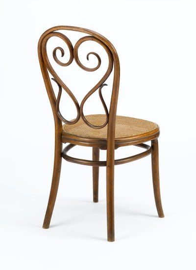 Cadeira lateral, c.1848 (madeira de faia maciça dobrada com um assento de cana tecido) de Michael Thonet