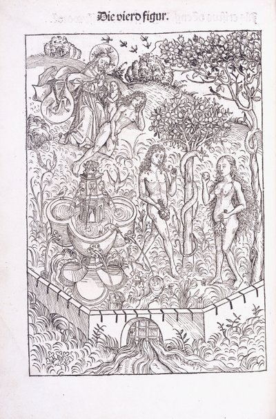 Adão e Eva no Jardim do Éden, 1491 de Michael Wolgemuth
