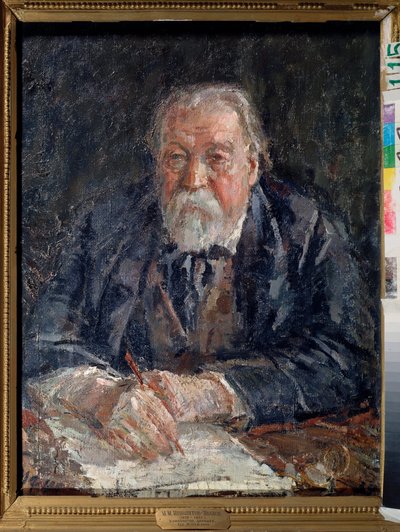 Retrato do compositor Mikhail Ippolitov Ivanov (Ippolitov-Ivanov) (1859-1935). Pintura de Mikhail Fyodorovich Shemyakin (Chemiakin) (1875-1944), óleo sobre tela de Michail Fyodorovich Shemyakin