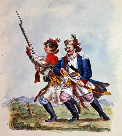 Fantasias do Exército Polaco depois de 1700 (cor litho) de Michal Stachowicz