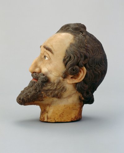 Cabeça de retrato de Henrique IV da França, c.1610 (cera) (ver também 312106 e 312138) de Michel Bourdin