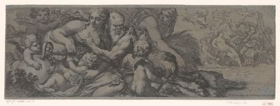 Faun com bacchante e putti de Michel Dorigny (attributed to)