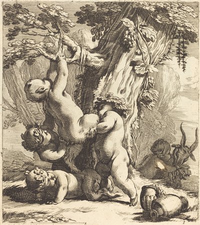 Putti e faunos escalando uma videira de Michel Dorigny