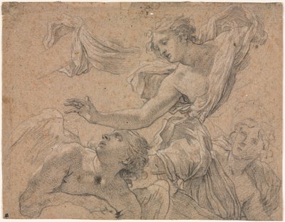 Estudos dos anjos anteriores, Panthea antes de Cyrus verso, 1655-1660. de Michel Dorigny