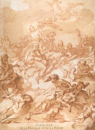 Uma alegoria comparando música e poesia, 1740. de Michel Francois Dandre Bardon