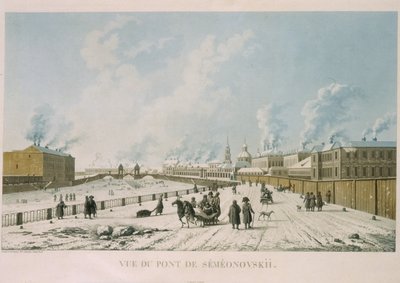 A Ponte Semyonovsky em São Petersburgo, 1813 de Michel Francois Damam-Demartrait