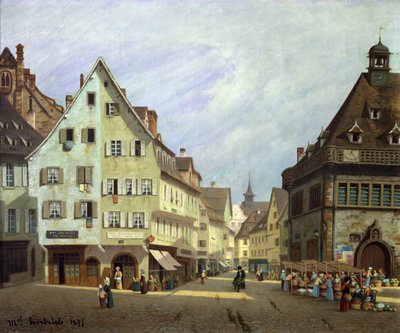 Praça de Marche-aux-Fruits, Colmar, 1875 de Michel Hertrich