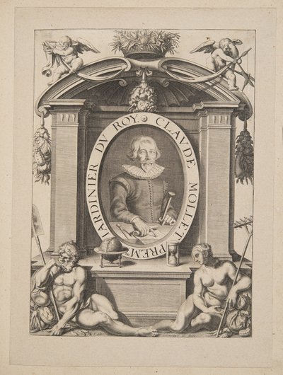 Claude Mollet, premier Jardinier du Roy, do Theatre des Plans et Jardinages, pub.1652 (gravura) de Michel Lasne