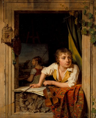 Pintura e Música (Retrato do Filho Artistas), 1800 de Michel Martin Drolling