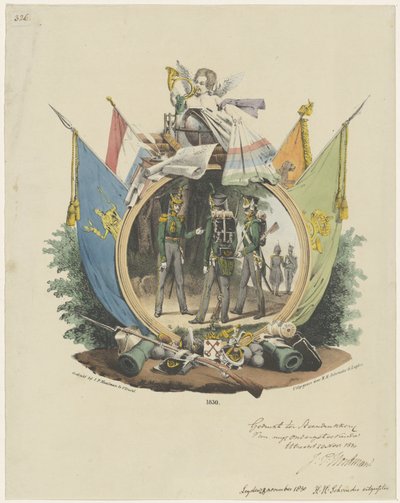 Medalhão com Vrijwillige Jagers der Leidse Hogeschool, 1830 de Michel Mourot