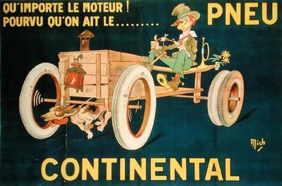 Anúncio para Pneus Continentais (cor litho) de Michel called Mich Liebeaux