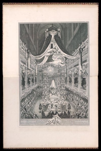 Agentes funerários de Elisabeth Thérèse de Lorraine Rainha da Sardenha, na igreja de Notre Dame de Paris no XXII. SETEMBRO M.DCC.XXXXI. (Funeral de Elisabeth Thérèse de Lorraine, Rainha da Sardenha, na Igreja de Notre Dame de Paris a 22 de setembro 1 de Michel de Bonneval