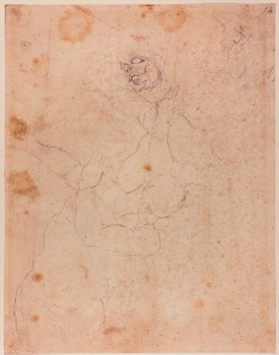 Estudos de figuras, em parte da obra Expulsão do Paraíso da Capela Sistina de Michelangelo (after) Buonarroti