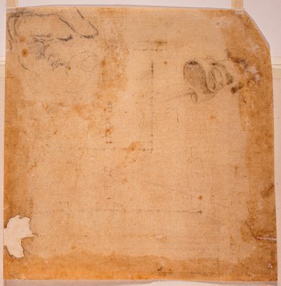 Estudos de perspetiva e banner de Michelangelo (after) Buonarroti