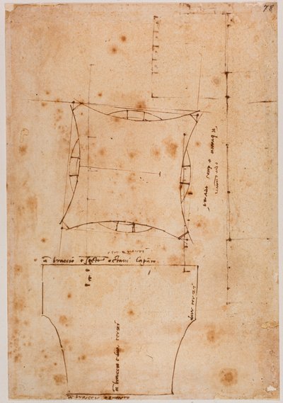 Planta e alçado da capital, século XVI (desenho) de Michelangelo (after) Buonarroti