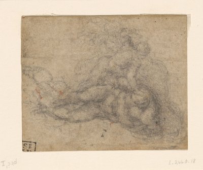 Miguel Ângelo - David e Golias. Estudos arquitectónicos pautados a verso, ca. 1550-1556, I, 32d de Michelangelo
