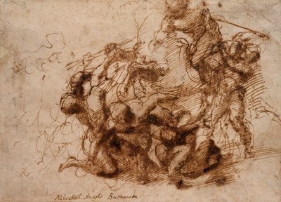 Uma cena de batalha, início do século XVI. de Michelangelo Buonarroti