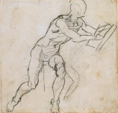 Um homem sentado nu, c1490-1560 de Michelangelo Buonarroti