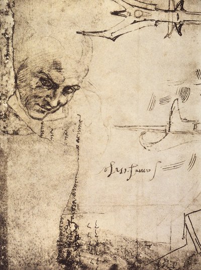 Face, desenho de Michelangelo, Gabinete de Desenhos e Gravuras, Galeria Uffizi, Florença de Michelangelo Buonarroti