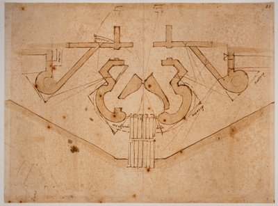 Conceção da fortificação de uma porta de entrada de Michelangelo Buonarroti