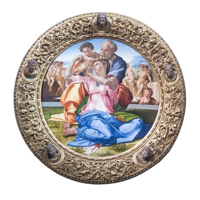 Sagrada família com o jovem São João Baptista, conhecido como "Doni tondo" de Michelangelo Buonarroti
