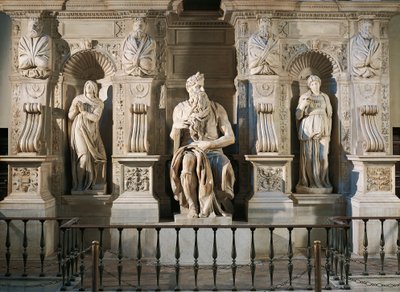 Itália, Roma, Basílica de São Pedro, Raquel, Moisés e Léia, detalhe do túmulo de Júlio II, cerca de 1515, de Michelangelo (1475-1564) de Michelangelo Buonarroti