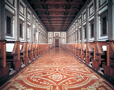 Biblioteca Laurenciana, arquitecto Michelangelo (1475-1564), Florença, Itália de Michelangelo Buonarroti