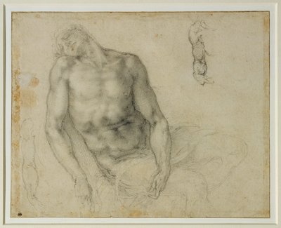 O Cristo morto e duas repetições do braço direito ... de Michelangelo Buonarroti