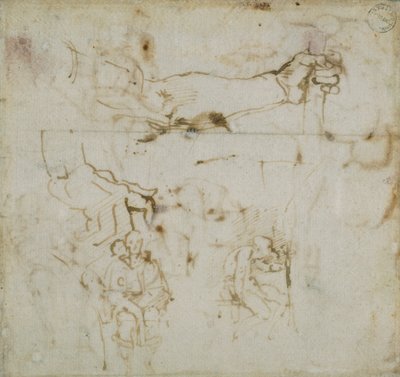 Página de um Sketch Book, c1490-1560 de Michelangelo Buonarroti
