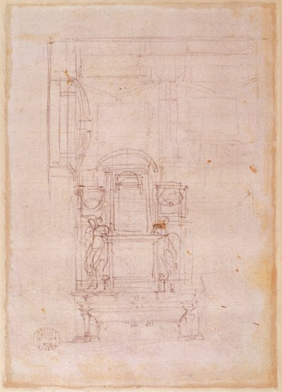 Desenho preparatório para o túmulo do Papa Júlio II de Michelangelo Buonarroti