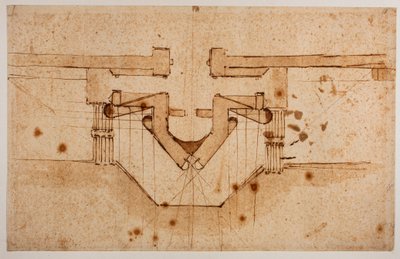 Projeto de fortificação de uma porta, século XVI (desenho) de Michelangelo Buonarroti