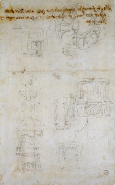 Esboço mostrando Estudos para São Pedro, c1490-1560 de Michelangelo Buonarroti