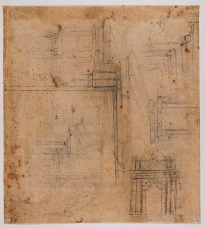 Esboços de portas e janelas de Michelangelo Buonarroti