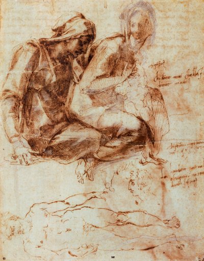 Santa Ana e Nossa Senhora com Criança, de Michelangelo (1475-1564), desenho de Michelangelo Buonarroti