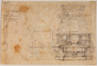 Estudos de monumentos tumulares para a Nova Sacristia de Michelangelo Buonarroti