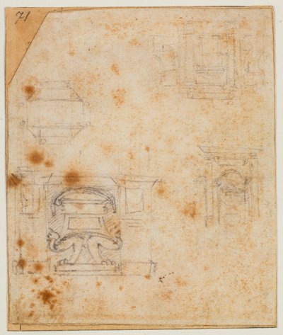 Estudos de monumentos tumulares para a Nova Sacristia de Michelangelo Buonarroti