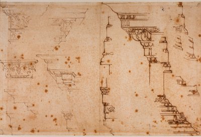 Estudos de elementos arquitectónicos de Michelangelo Buonarroti