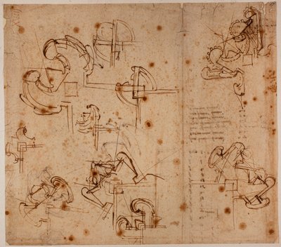 Estudos de fortificações para uma porta de entrada de Michelangelo Buonarroti