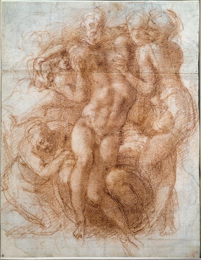 Estudo para o Depósito de Pieta de Cristo (desenho de Michelangelo Buonarroti