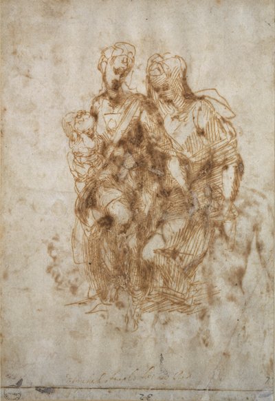 Estudo de Santa Ana, depois de &39;Anne&39; de Leonardo Da Vinci, c.1502 de Michelangelo Buonarroti