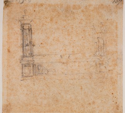 Estudo da parede de duplo túmulo para a Nova Sacristia de Michelangelo Buonarroti