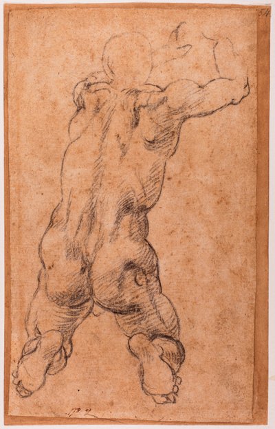 Estudo de um nu masculino ajoelhado de Michelangelo Buonarroti