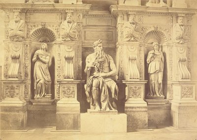 Túmulo do Papa Júlio II (1453-1513) detalhe de Moisés flanqueado por Leah e Raquel de Michelangelo Buonarroti