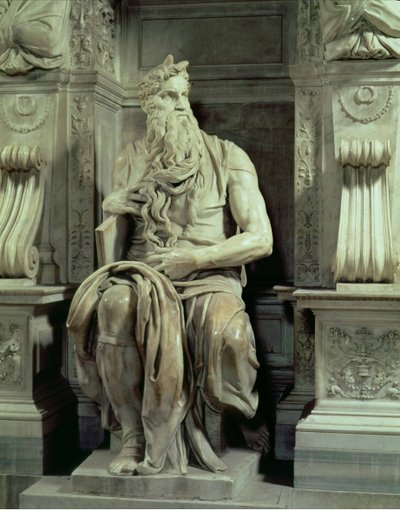Túmulo do Papa Júlio II 1453-1513 detalhe de Moisés, 1513-16 mármore de Michelangelo Buonarroti