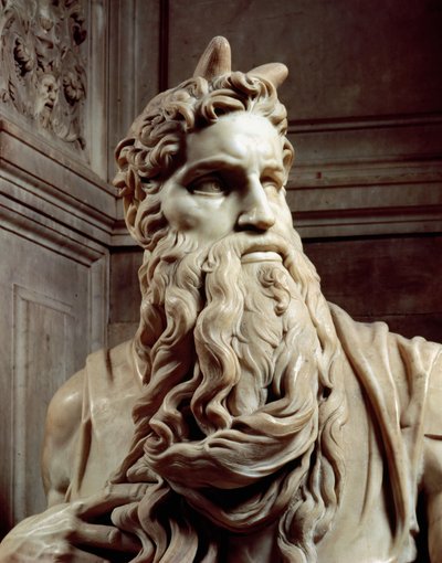Túmulo do Papa Júlio II 1453-1513 detalhe da cabeça de Moisés, 1513-16 mármore de Michelangelo Buonarroti
