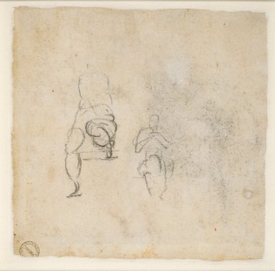 Dois esboços muito leves de Figuras sentadas, c1490-1560 de Michelangelo Buonarroti