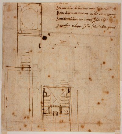 Alçados das paredes do recesso Laurenciano de Michelangelo Buonarroti