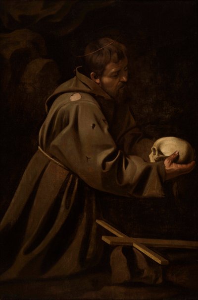 São Francisco em Meditação, ca. 1606. de Michelangelo Caravaggio