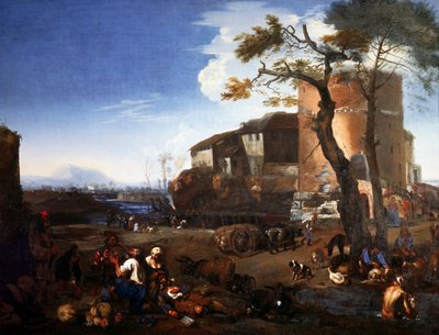 Festival campestre, de Michelangelo Cerquozzi conhecido como Michelangelo delle Battaglie (1602-1660), óleo sobre tela, cm 98,5 x132. de Michelangelo Cerquozzi