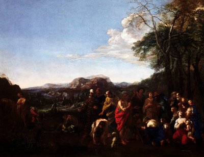 O sermão de João Batista, de Michelangelo Cerquozzi conhecido como Michelangelo delle Battaglie (1602-1660), óleo sobre tela, 76x100 cm. de Michelangelo Cerquozzi